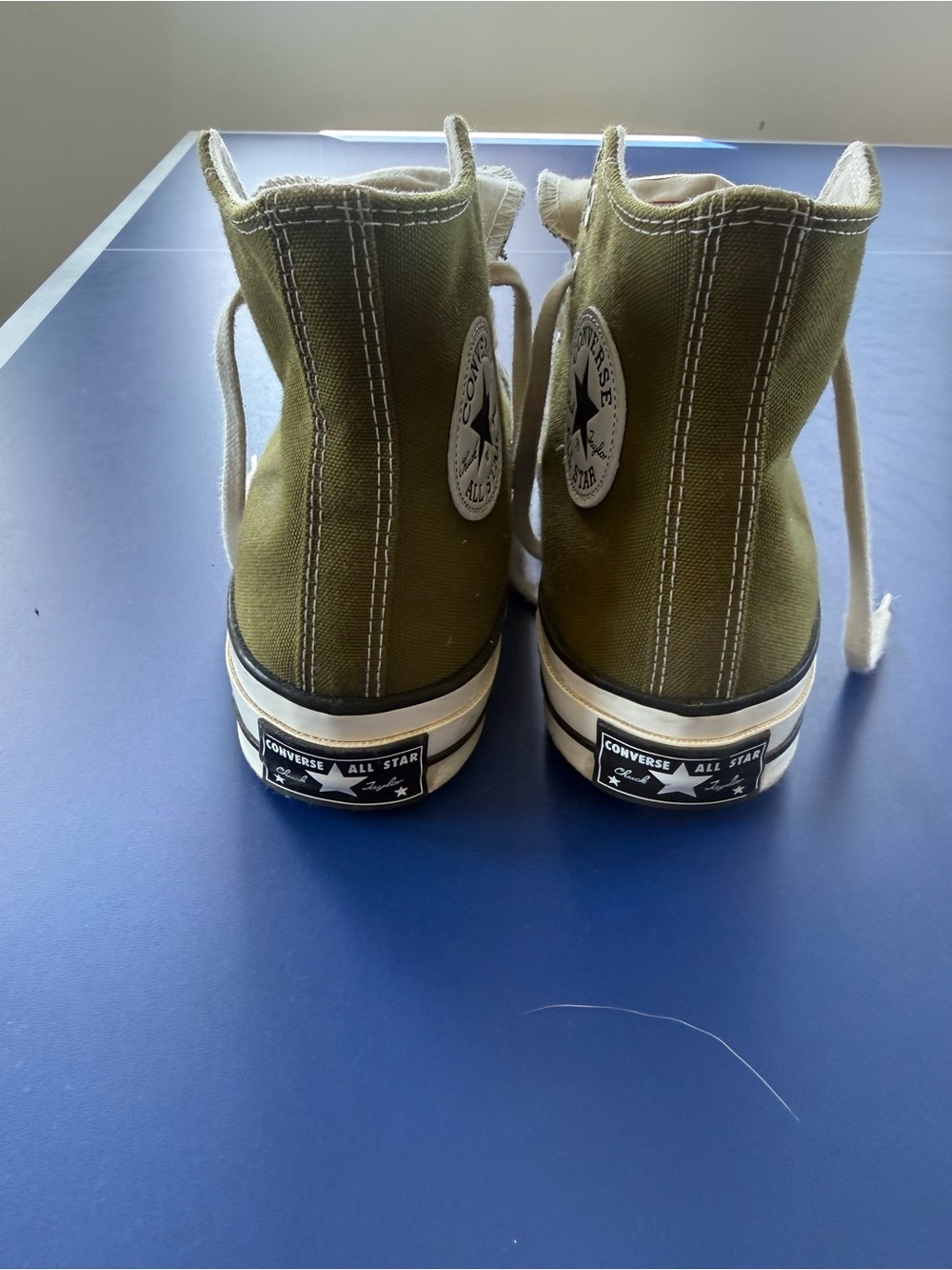Converse High-Top Sneakers in Olive Green and White - Picture 2 of 5